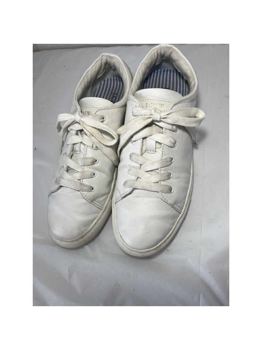 J. Crew Women’s leather Road Trip Lace Up Sneakers White BC186 9